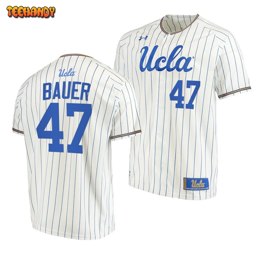 UCLA Bruins Trevor Bauer White Pinstripes College Baseball Jersey