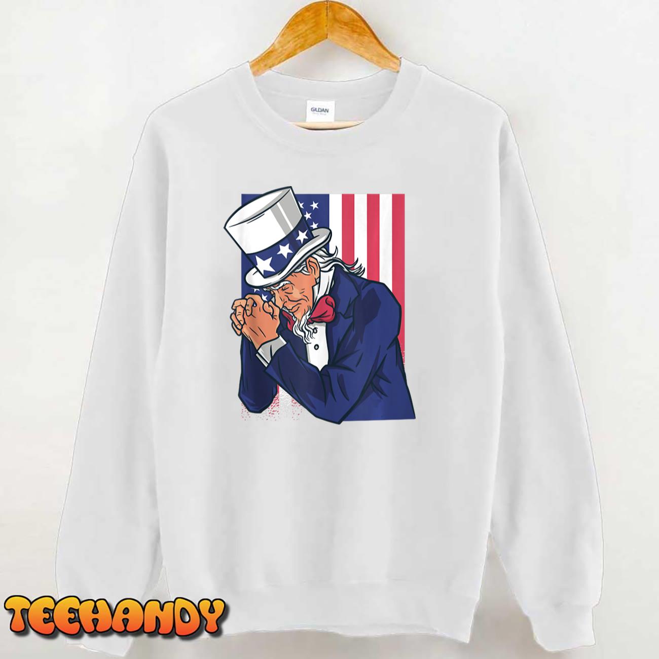 Uncle Sam Praying Us American Patriotic Culture 4th July T Shirt