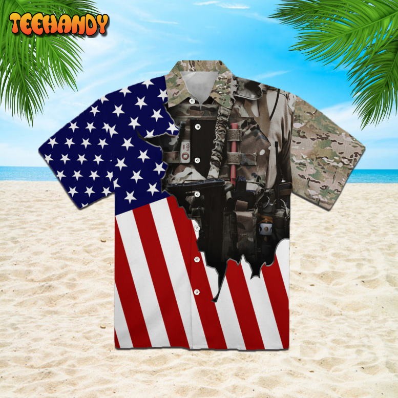 Us Army Uniform American Flag Patriotic Hawaiian Shirt