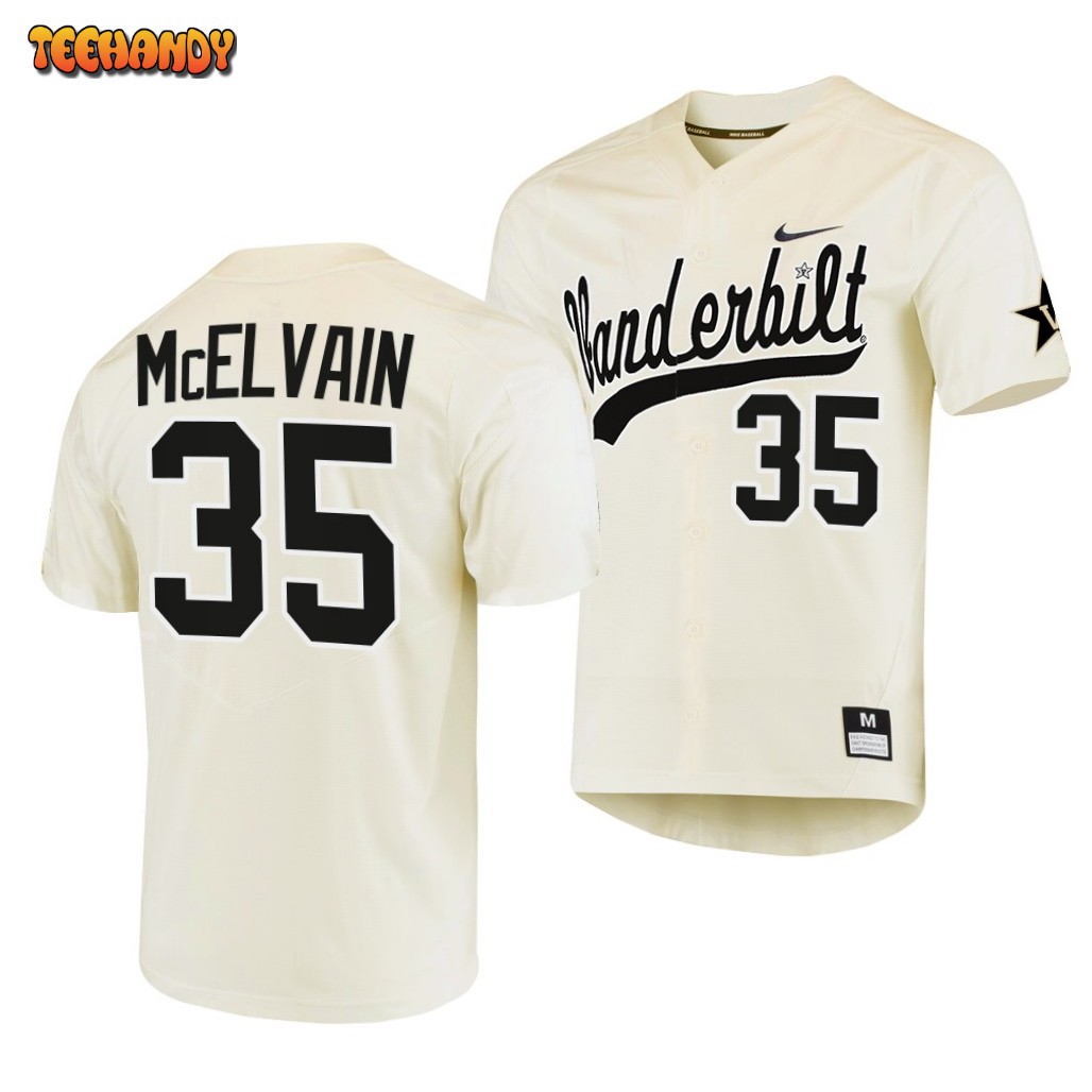 Vanderbilt Commodores Chris McElvain College Baseball Jersey Cream