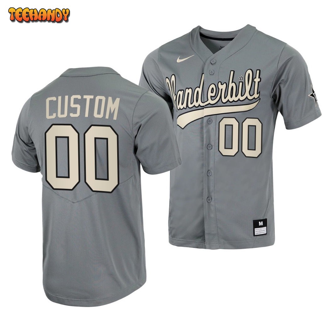 Vanderbilt Commodores Custom College Baseball Jersey Grey