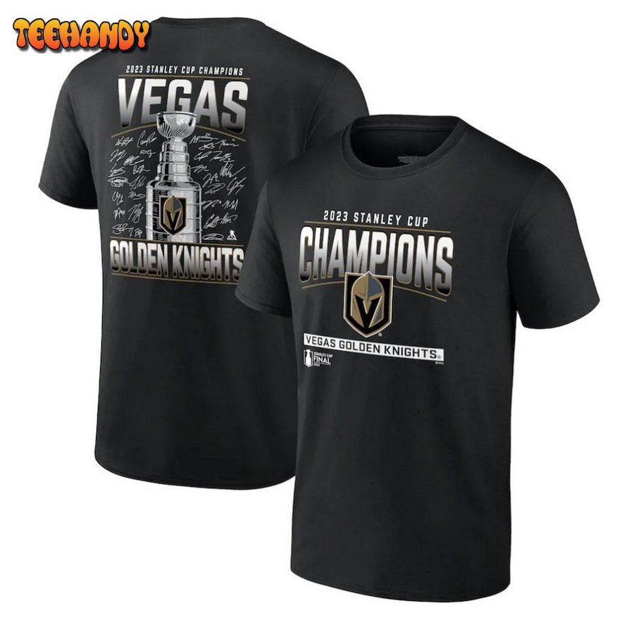 Vegas Golden Knights 2023 Stanley Cup Champions Signature Roster T-Shirt