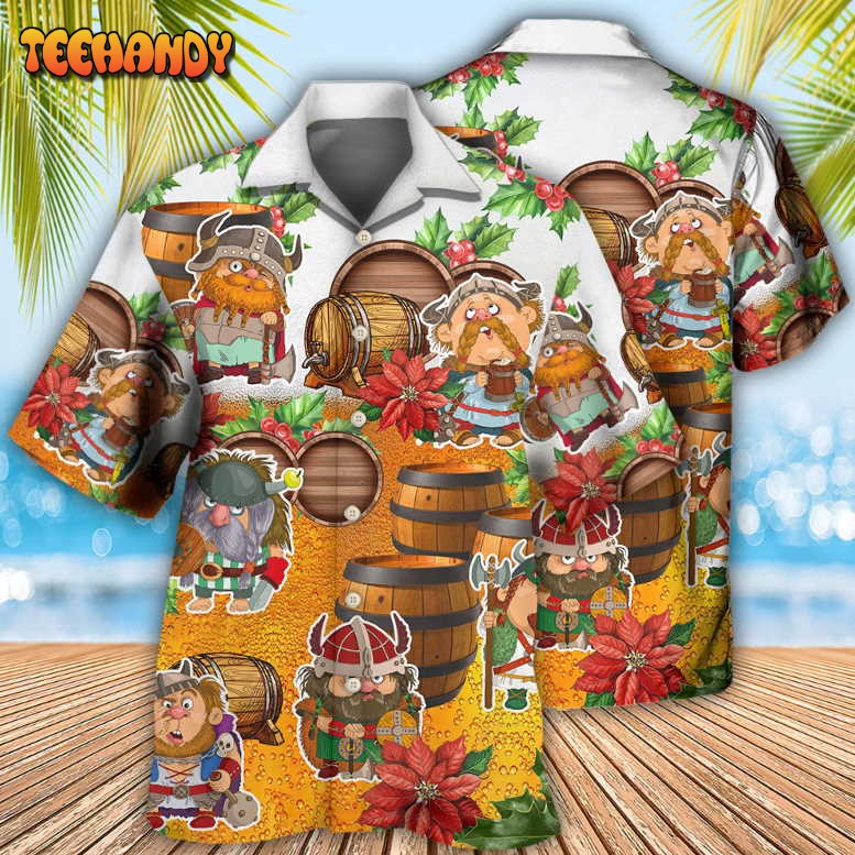 Viking Loves Beer Funny Christmas Style Hawaiian Shirt