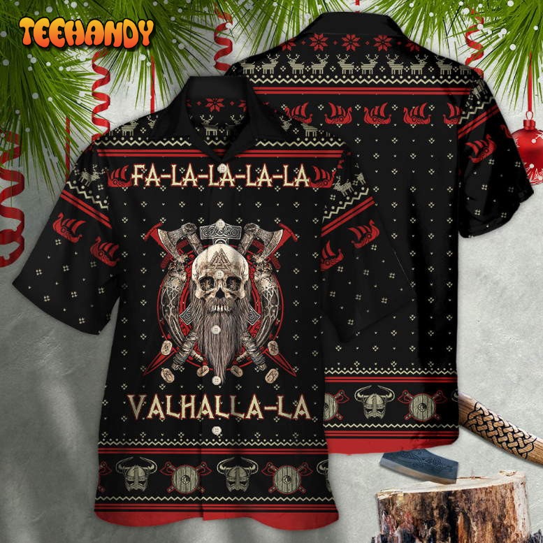 Viking Valhalla Black And Red Fa La La Hawaiian Shirt