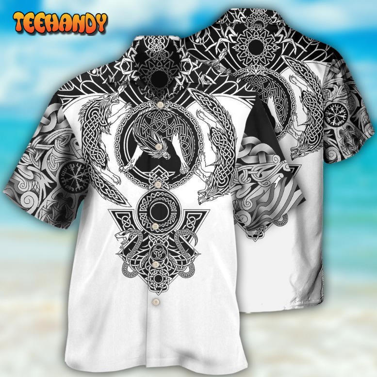 Viking Warrior Blood Black And White Hawaiian Shirt