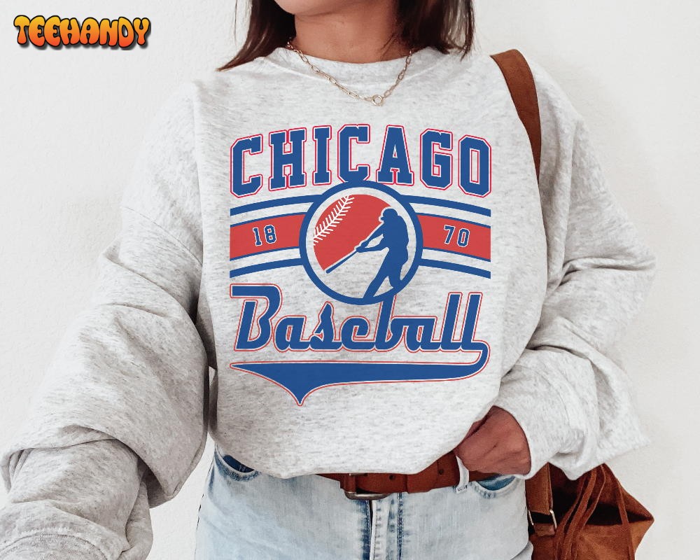 Vintage Chicago Cub Crewneck Sweatshirt T-Shirt, Cubs EST 1870 Sweatshirt