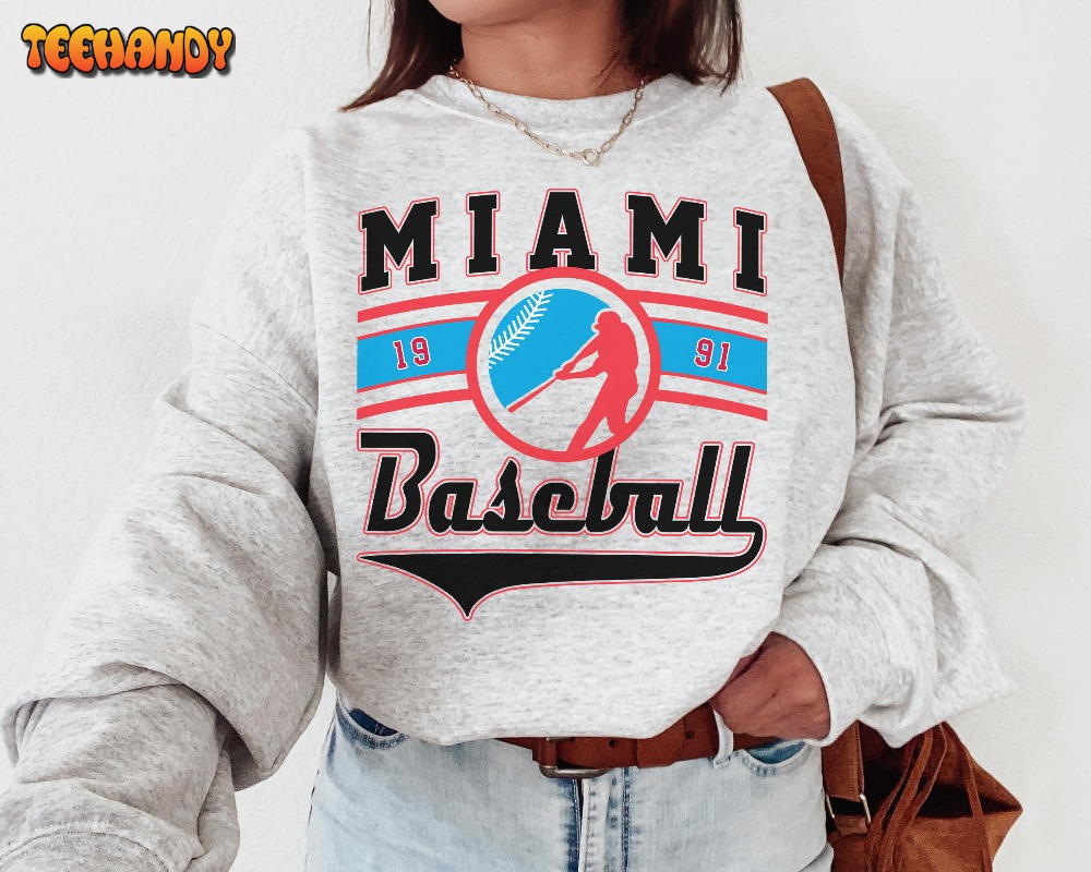 Vintage Miami Marlin Crewneck Sweatshirt T-Shirt, Marlins EST 1991 Sweatshirt