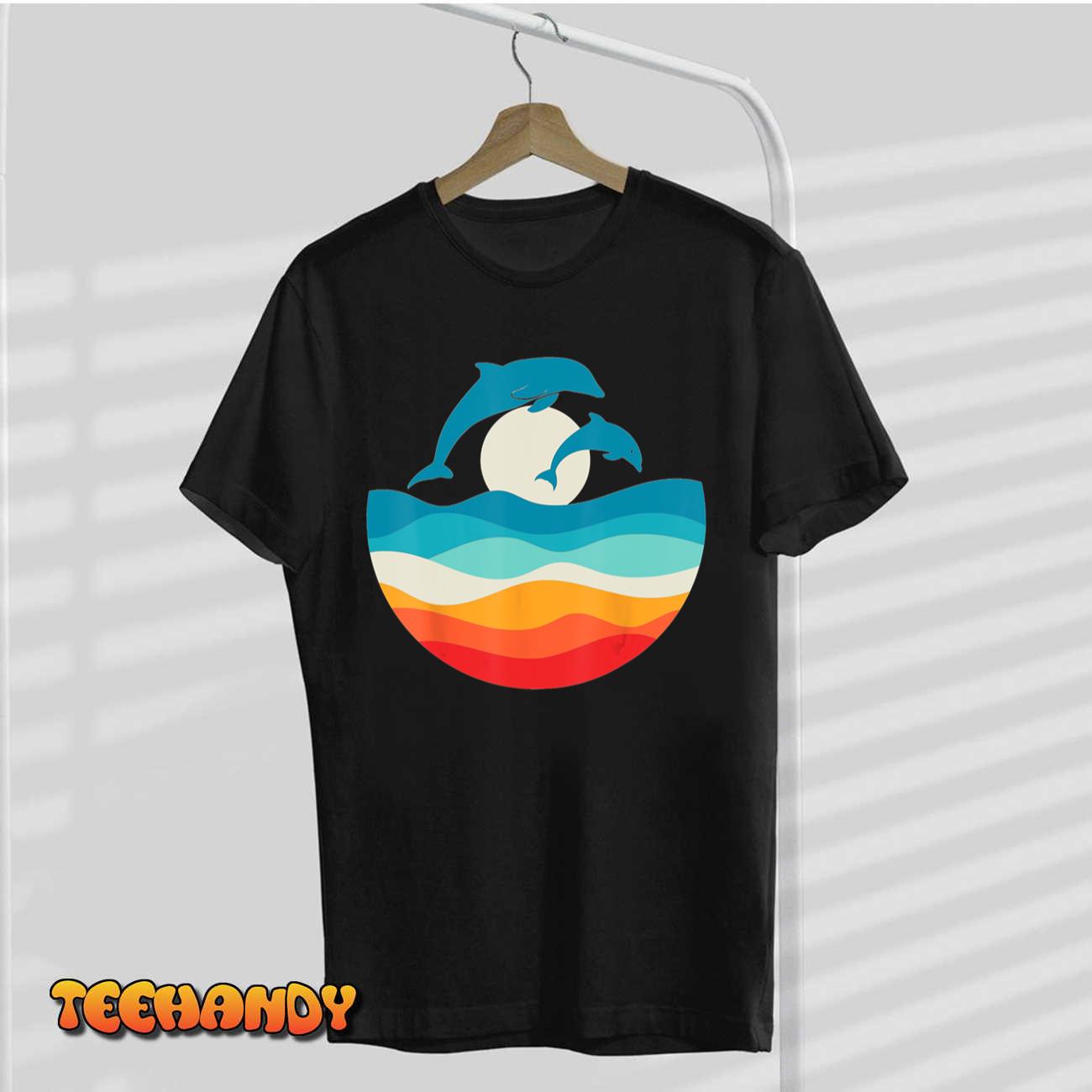 Vintage Retro Summer Time Beach Dolphin For Men Women T-Shirt