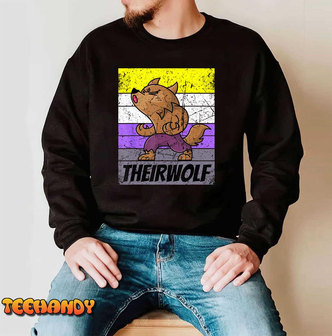 Vintage Theirwolf Nonbinary Pride Non Binary Shirt LGBTQ T-Shirt