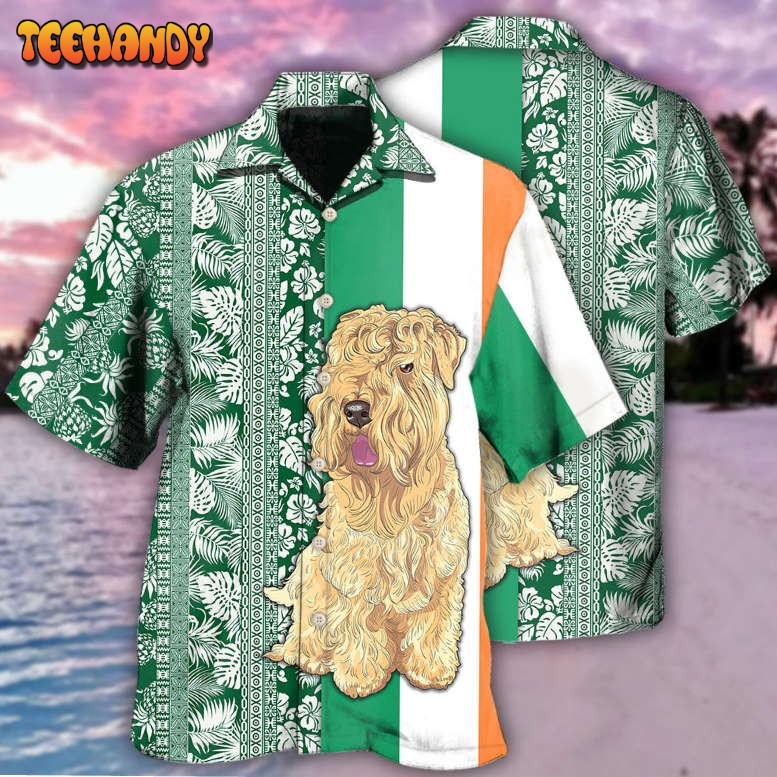 Wheaten Terrier Dog Tropical Leaf Style Hawaiian Shirt