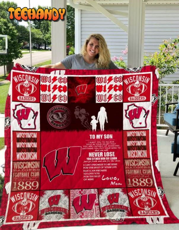 Wisconsin Badgers To My Son Love Mom 3D Quilt Blanket