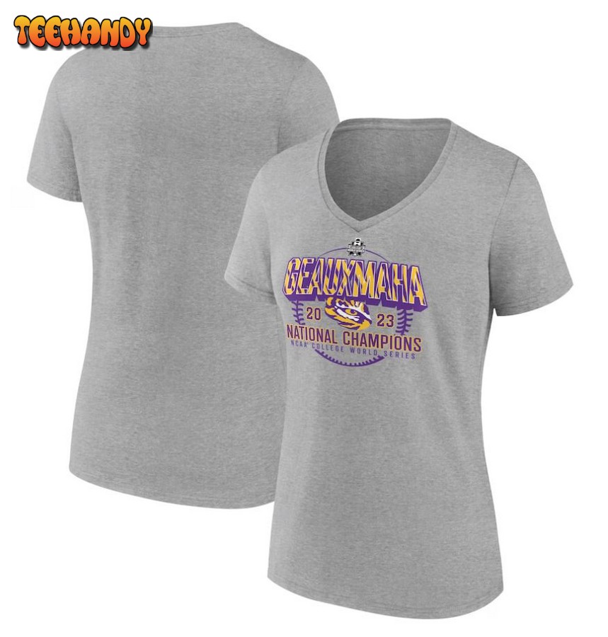 Women’s LSU Tigers 2023 NCAA Men’s Baseball College World Series Champions V-Neck T-Shirt