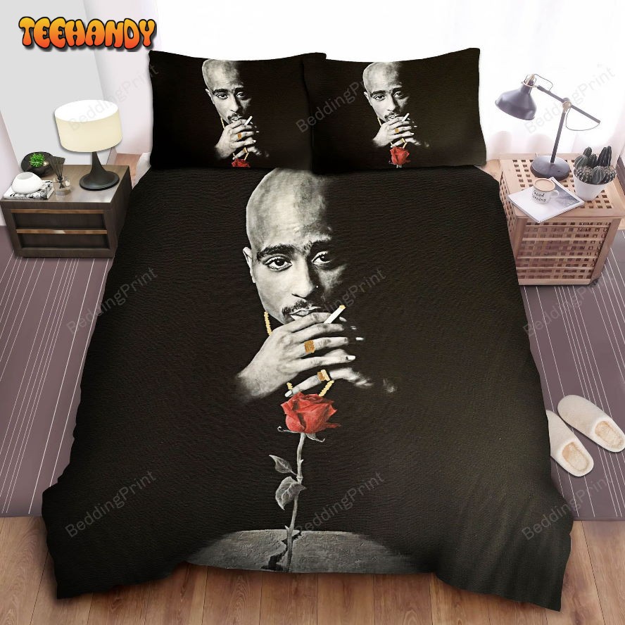 2pac Cigarette And Rose Bed Sheets Duvet Cover Bedding Sets