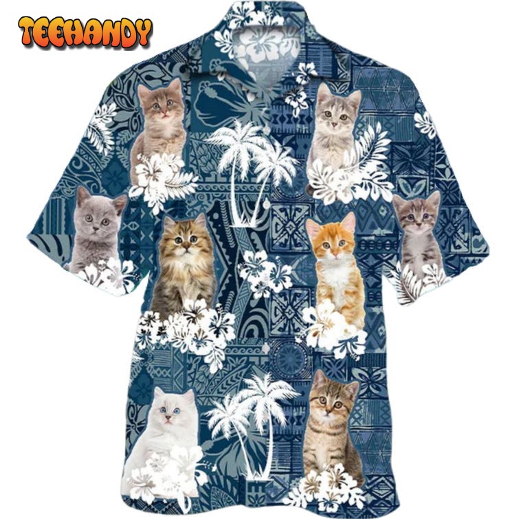 3D All Over Print Kitten Hawaiian Shirt For Summer Day Cat Hawaiian Shirt