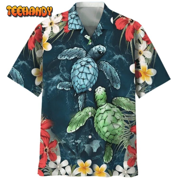 3D All Over Print Turtle Floral Hawaiian Shirt, Aloha Beach Shirt, Turtle Shirt