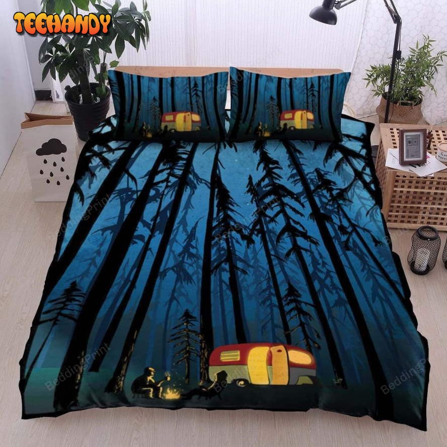 3D Camping Car In The Forest At Night Bed Sheets Duvet Cover Bedding Sets