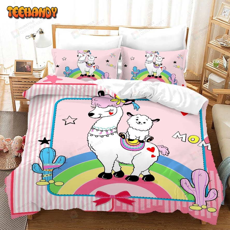 3D Cartoon Alpaca Rainbow Bedding Set Spread Comforter Bedding Sets