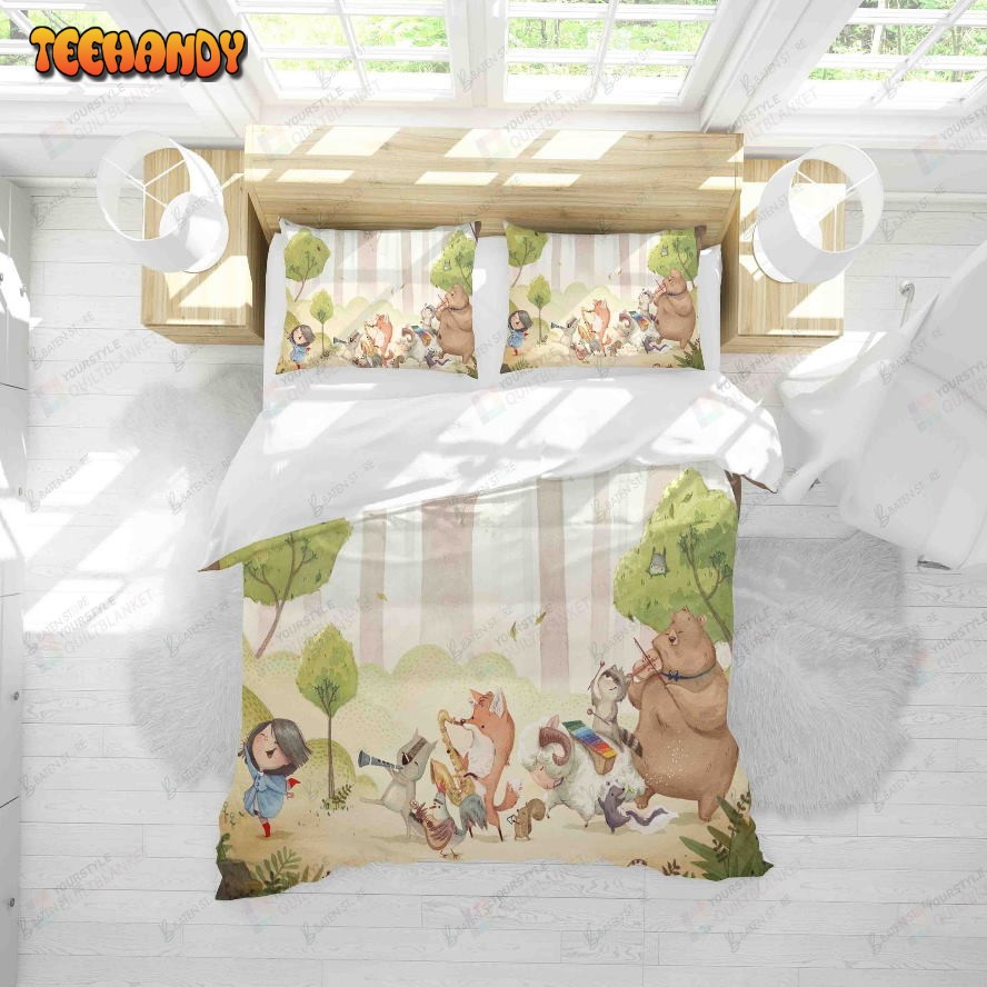 3d Cartoon Animal Forest Concert Bedding Set Great Gifts For Birthday Christmas