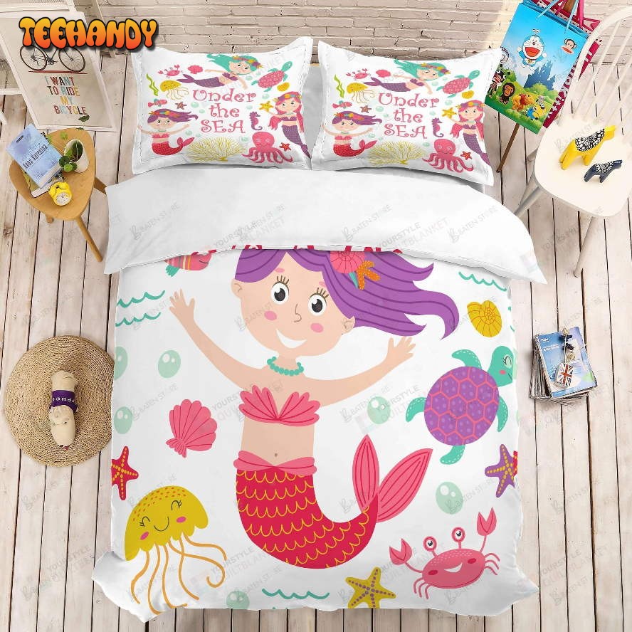 3d Cartoon Mermaid Bed Sheets Duvet Cover Bedding Set