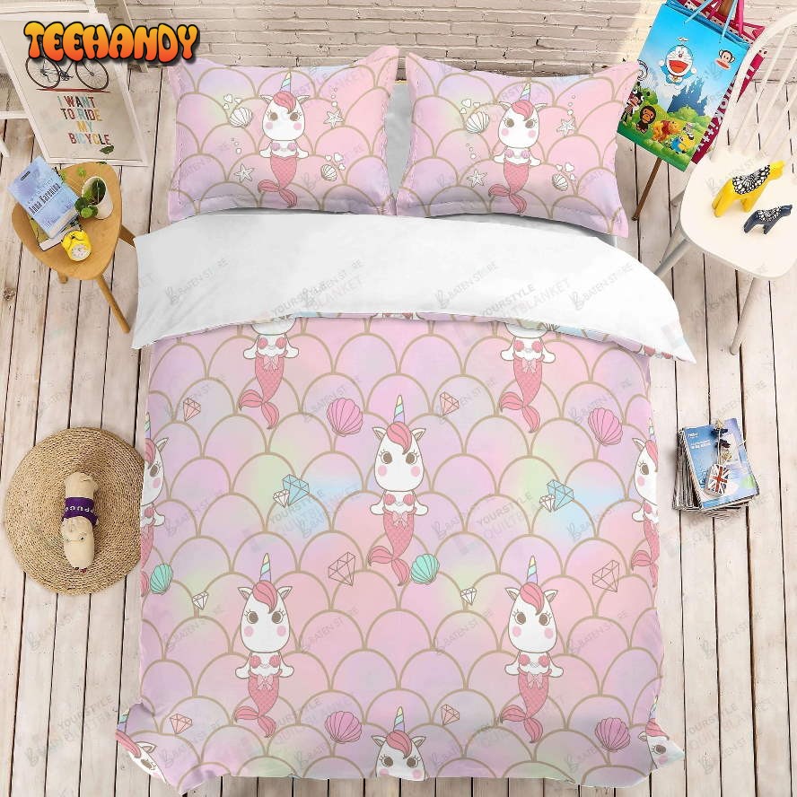 3d Cartoon Mermaid Pink Bed Sheets Duvet Cover Bedding Set