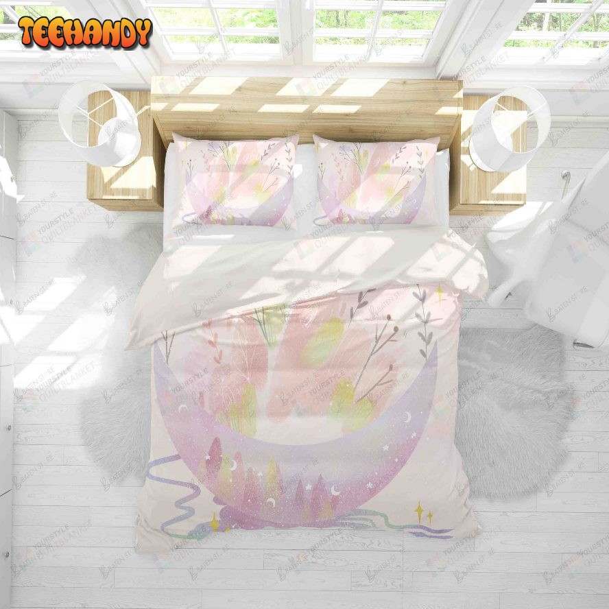 3d Cartoon Moon Plants Bed Sheets Duvet Cover Bedding Set