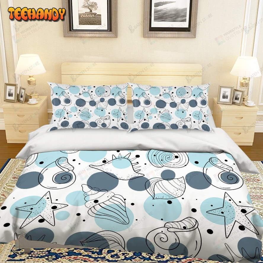 3d Cartoon Starfish Shell Bed Sheets Duvet Cover Bedding Set