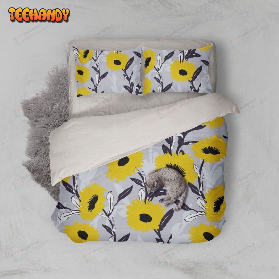 3d Cartoon Sunflower Duvet Cover Bedding Set