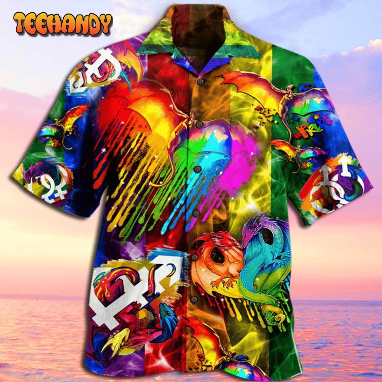 3D Colorful Dragon LGBT Pattern Hawaiian Shirt