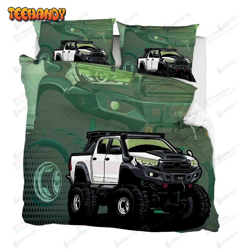 3d Dirt Car Green Cartoon Bedding Set Great Birthday Christmas Thanksgiving