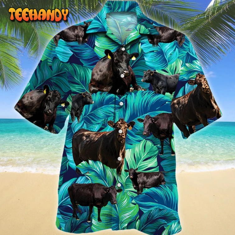 3D Full Printed Black Angus Cattle Hawaiian Shirt, Hawaii Aloha Shirt Short Sleeve