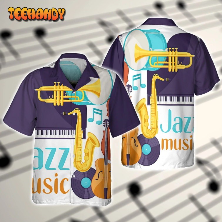 3D Full Printed Jazz Music Hawaiian Shirts Jazz Music Saxophone Hawaii Shirts