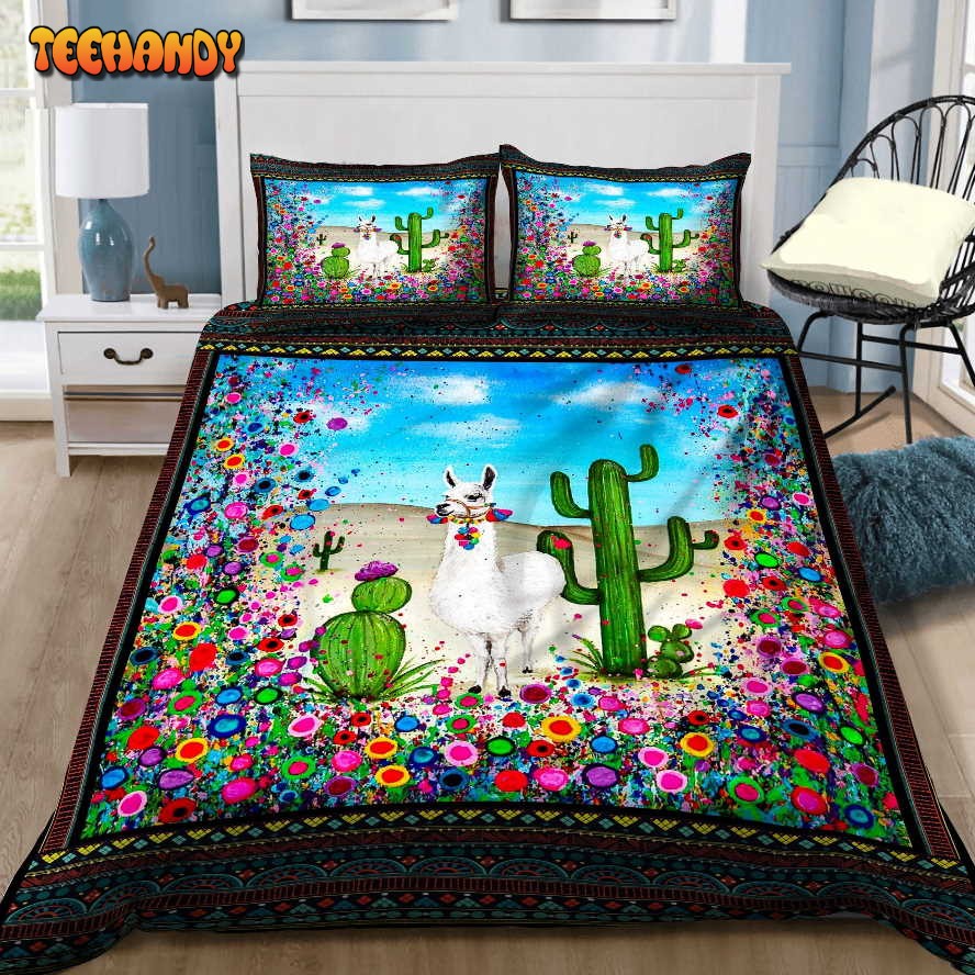 3D Llama With Cactus In The Desert Bed Sheets Duvet Cover Bedding Sets