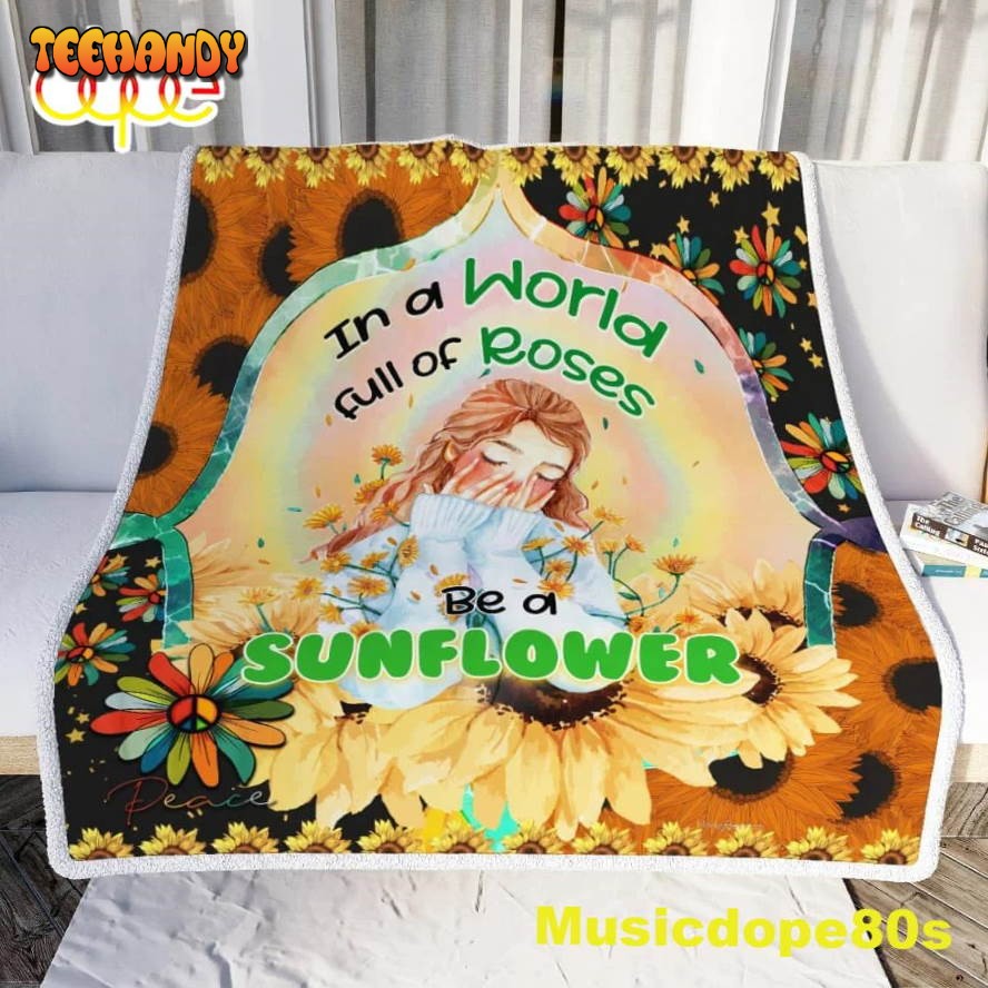 A Beautiful Sunflower Hippie Halloween Sofa Fleece Throw Blanket  Halloween Gifts