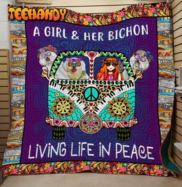 A Girl And Her Bichon 3D Customized Quilt Blanket
