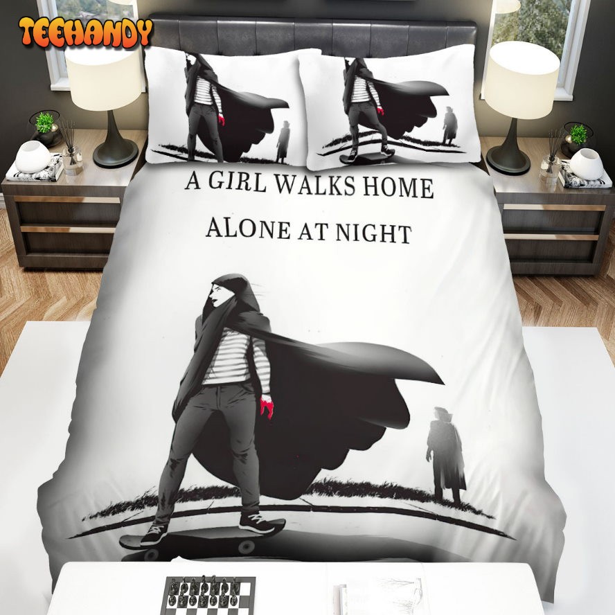 A Girl Walks Home Alone At Night The Girl On Skateboard Movie Poster Bedding Sets