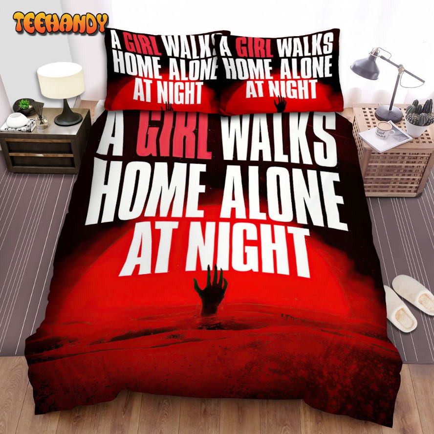 A Girl Walks Home Alone At Night The Hand On Red Desert Movie Poster Bedding Sets