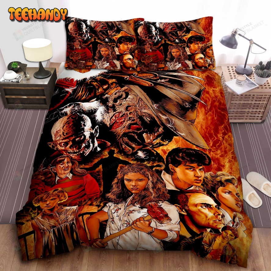 A Nightmare On Elm Street Characters On Flame Illustration Bedding Sets