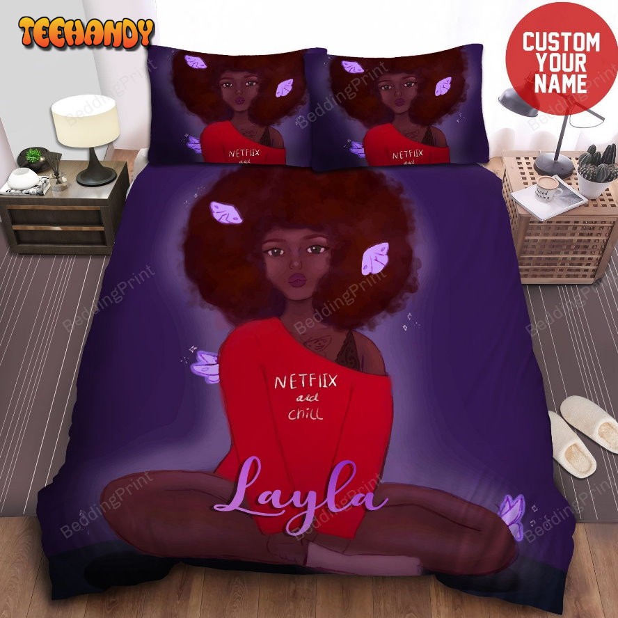 African American Woman Black Girl Magic Custom Name Bedding Set