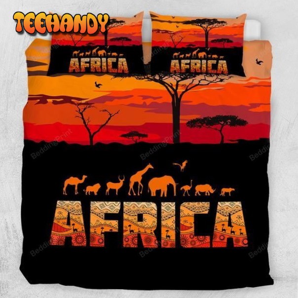 African Animal Sunset Silhouette Bed Sheets Duvet Cover Bedding Sets