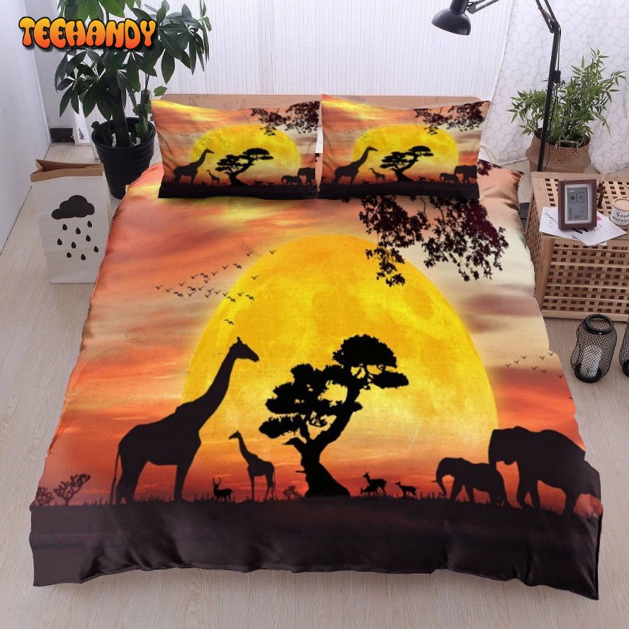 African Animals Sunset Vibes Bed Sheets Duvet Cover Bedding Sets