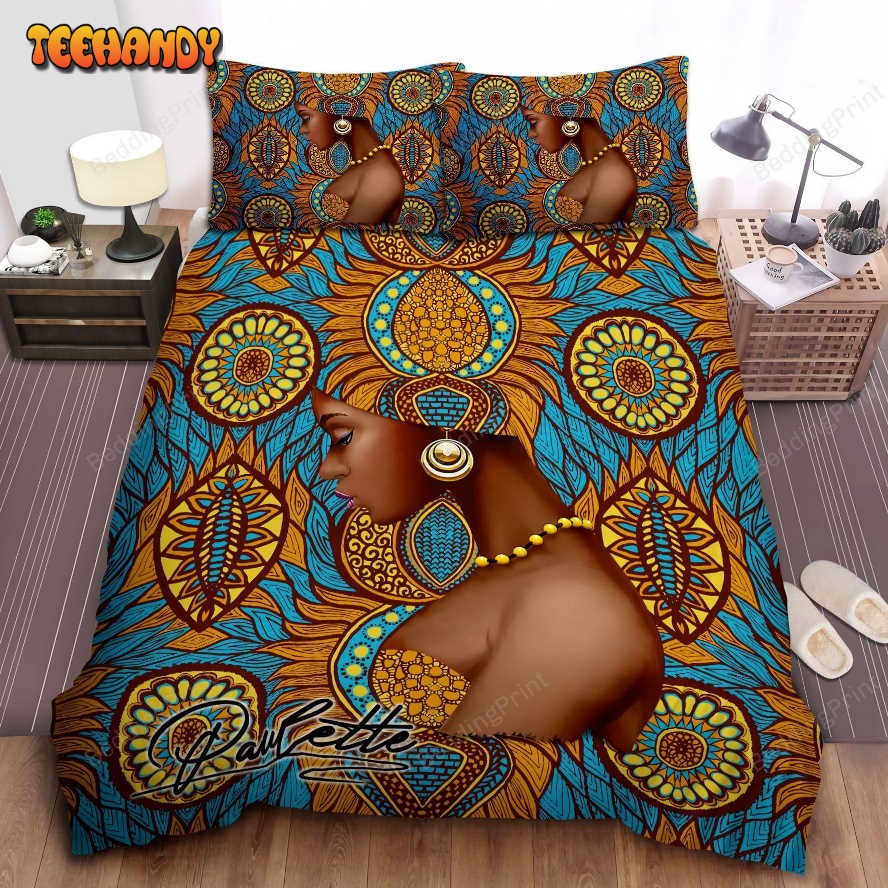 African Black Girl Personalized Custom Duvet Cover Bedding Set With Signature