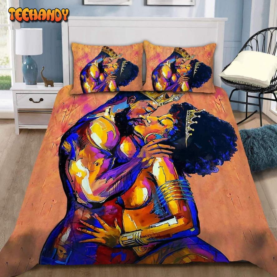 African Couple Love Custom Name Duvet Cover Bedding Set