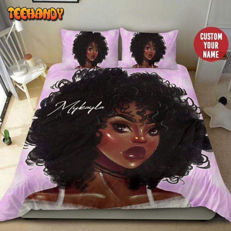 Afro Girl Custom Name Duvet Cover Bedding Set