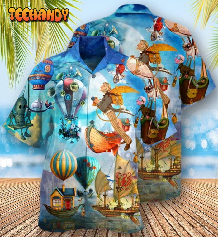 Air Balloon Flying Steampunk World Hawaiian Shirt