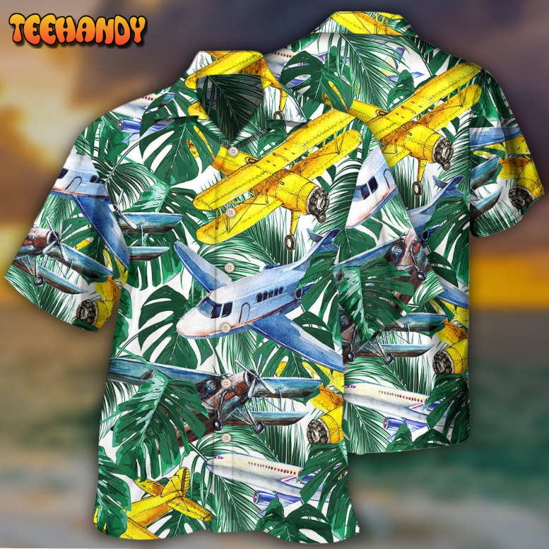 Airplane Tropical Leaf Wish Right Now Hawaiian Shirt