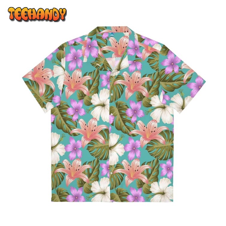 All Over Printed Hawaiian Shirt With Beautiful Flower, Tropical Flower Aloha Shirt