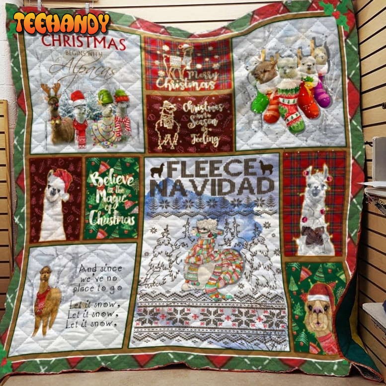 Alpacachristmas Alpaca 3D Quilt Blanket