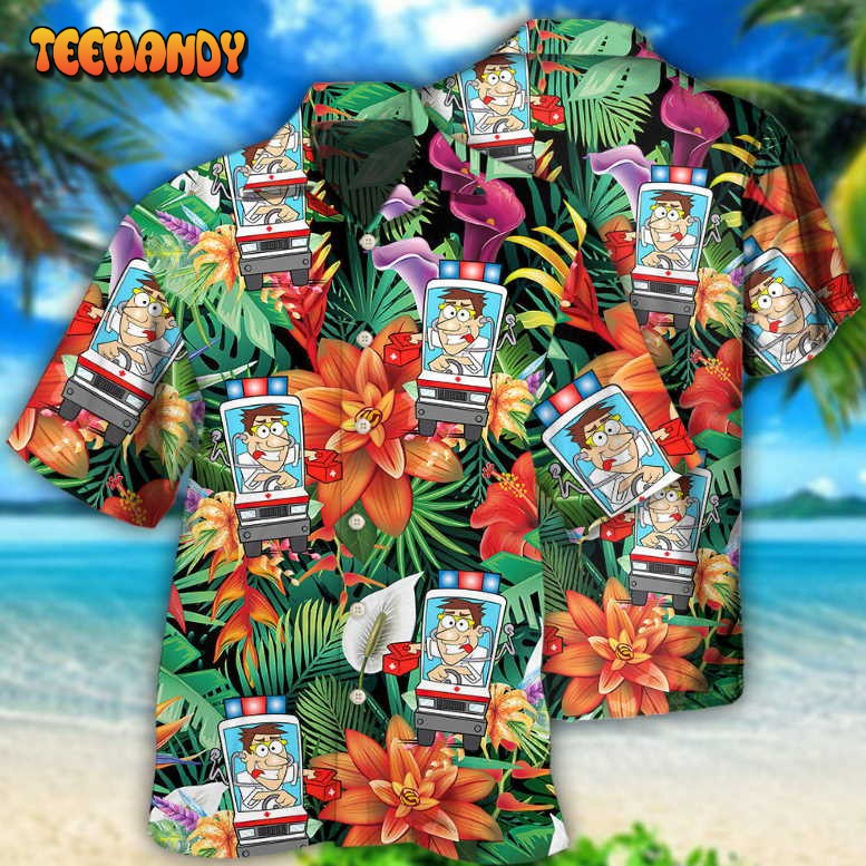 Ambulance Driver Tropical Floral Style Hawaiian Shirt