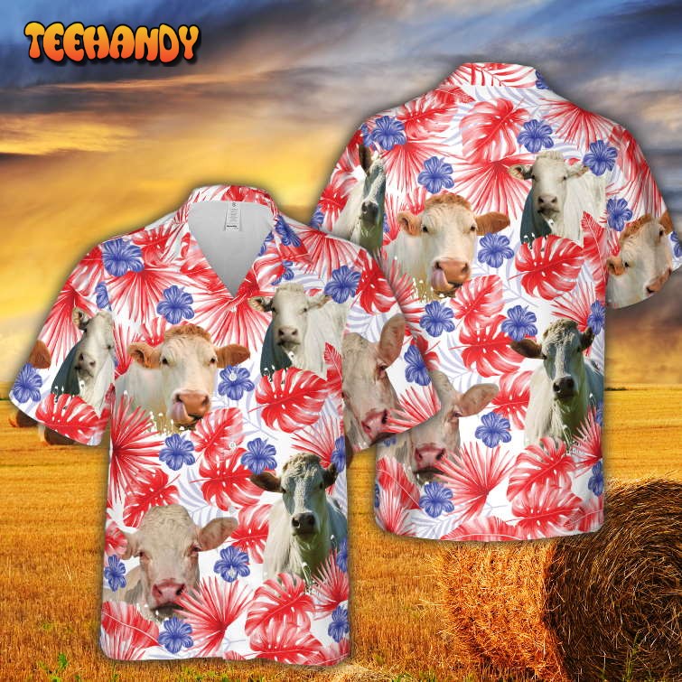 American Colors Charolais Cattle Hawaiian Shirt