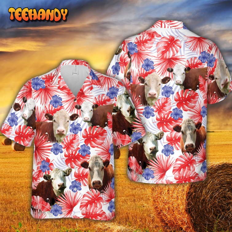 American Colors Herefold Cattle Hawaiian Shirt